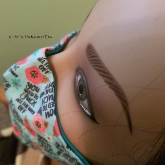 Pretty Flowers and Swears Fitted Face Mask - Picture 2 of 9